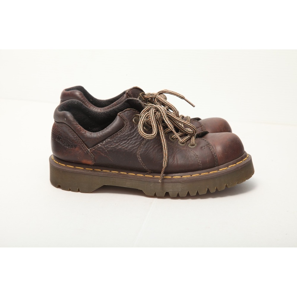 Dr. Martens Mens US 8 Oxfords Grizzly Brown Leather Low Top Lace Up Chunky - Picture 7 of 14